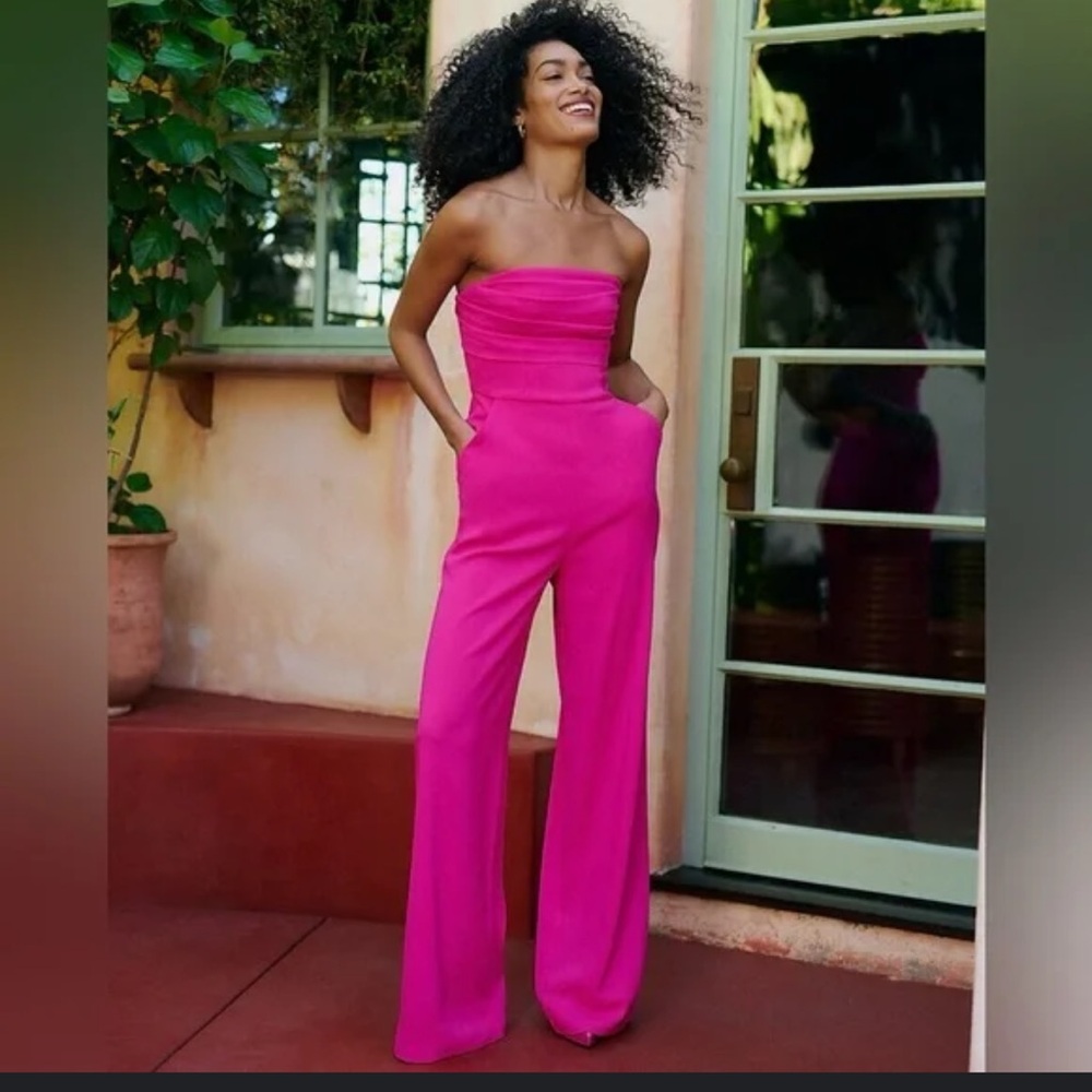 Elegant Pink Strapless jumpsuit